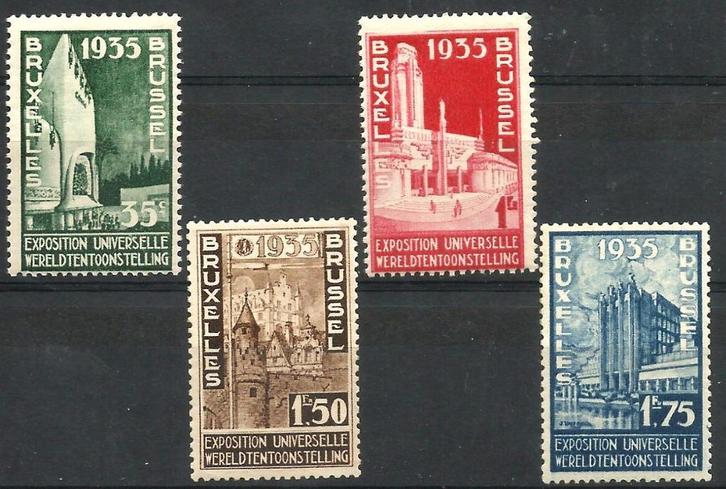België 1934 Wereldtentoonstelling  Brussel 1935 OBP 386/9**, Postzegels en Munten, Postzegels | Europa | België, Postfris, Orginele gom