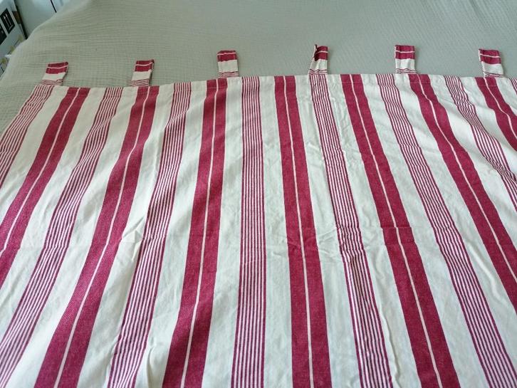 Rideaux rayé rouge et blanc, Huis en Inrichting, Stoffering | Gordijnen en Lamellen, Gebruikt, 200 cm of meer, 100 tot 150 cm