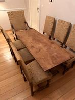 Table en bois massif + 7 chaises, Enlèvement, Utilisé, 6 à 8 chaises