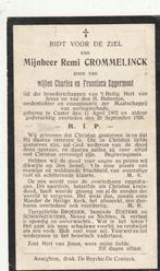 B P CROMMELINCK R CASTER 1862 - 1926, Ophalen of Verzenden, Bidprentje