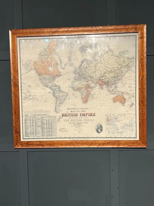 Vintage Wereldkaart British Empire, Antiek en Kunst, Curiosa en Brocante, Ophalen