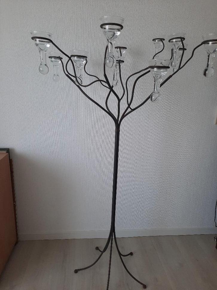 Ijzeren decoratiestaabder met 12 afdruipglaasjes, Maison & Meubles, Accessoires pour la Maison | Bougeoirs & Bougies, Comme neuf