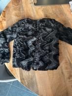 Zwarte zachte jas met motief maat M, Ophalen, Zo goed als nieuw, Maat 38/40 (M)
