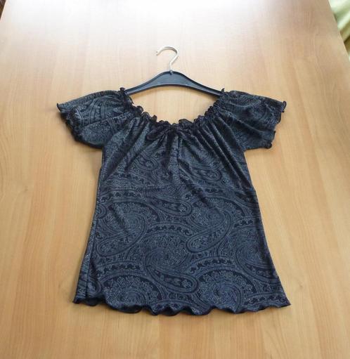 Zwart witte babydoll shirt met Turkse komkommers Maat XS, Kleding | Dames, Blouses en Tunieken, Zwart, Ophalen of Verzenden