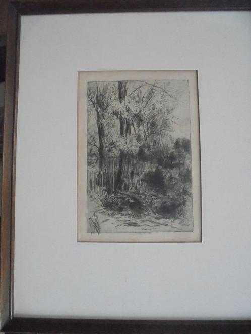 Armand Heins  1856 - 1938   Ets  De Tuin, Antiek en Kunst, Kunst | Etsen en Gravures, Verzenden