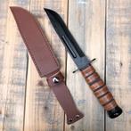 United States Marine Corps mes (30,5 cm) in lederen foedraal, Verzamelen, Militaria | Algemeen, Verzenden, Marine, Mes of Dolk