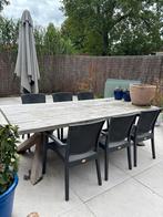 Houten tafel + 6 stoelen, Tuin en Terras, Ophalen, Gebruikt, Eettafel, 6 zitplaatsen