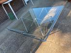 Design salontafel glas chroom 100 x 100 x 35, Antiek en Kunst, Ophalen