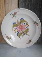 Prachtig groot antiek aardewerken bord / schaal bloemendecor, Antiek en Kunst, Ophalen of Verzenden