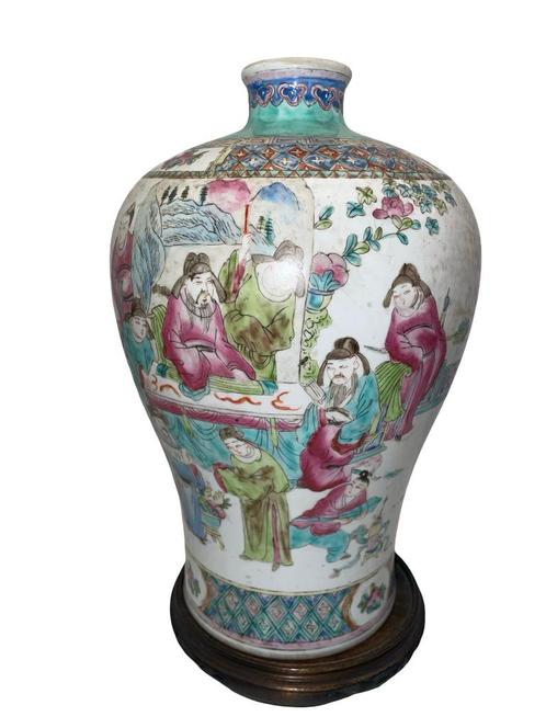 Chinese porseleinen vaas uit Canton — Geanimeerde scène, Antiek en Kunst, Antiek | Porselein, Ophalen of Verzenden