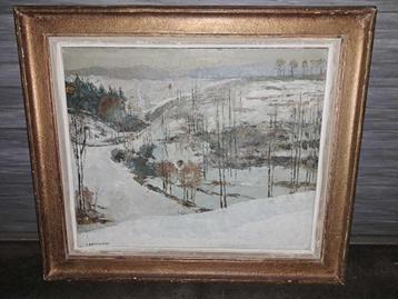 huile sur toile paysage enneige signe louis broeckaert beschikbaar voor biedingen