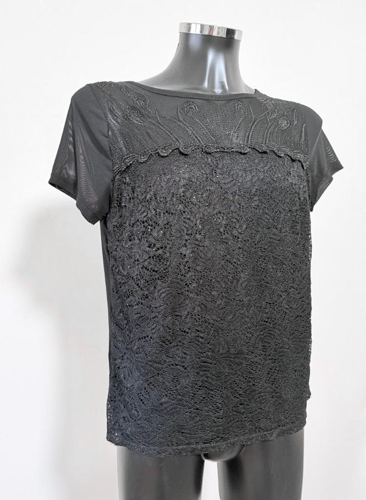 Zwart topje voor dames met gehaakt motief, Kleding | Dames, Topjes, Zo goed als nieuw, Maat 42/44 (L), Zwart, Korte mouw, Ophalen of Verzenden