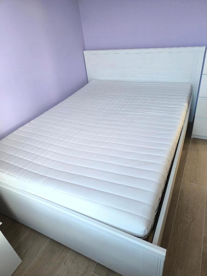 Bedframe IKEA 140x200, Maison & Meubles, Chambre à coucher | Lits, Deux personnes, 140 cm, 200 cm, Blanc, Enlèvement