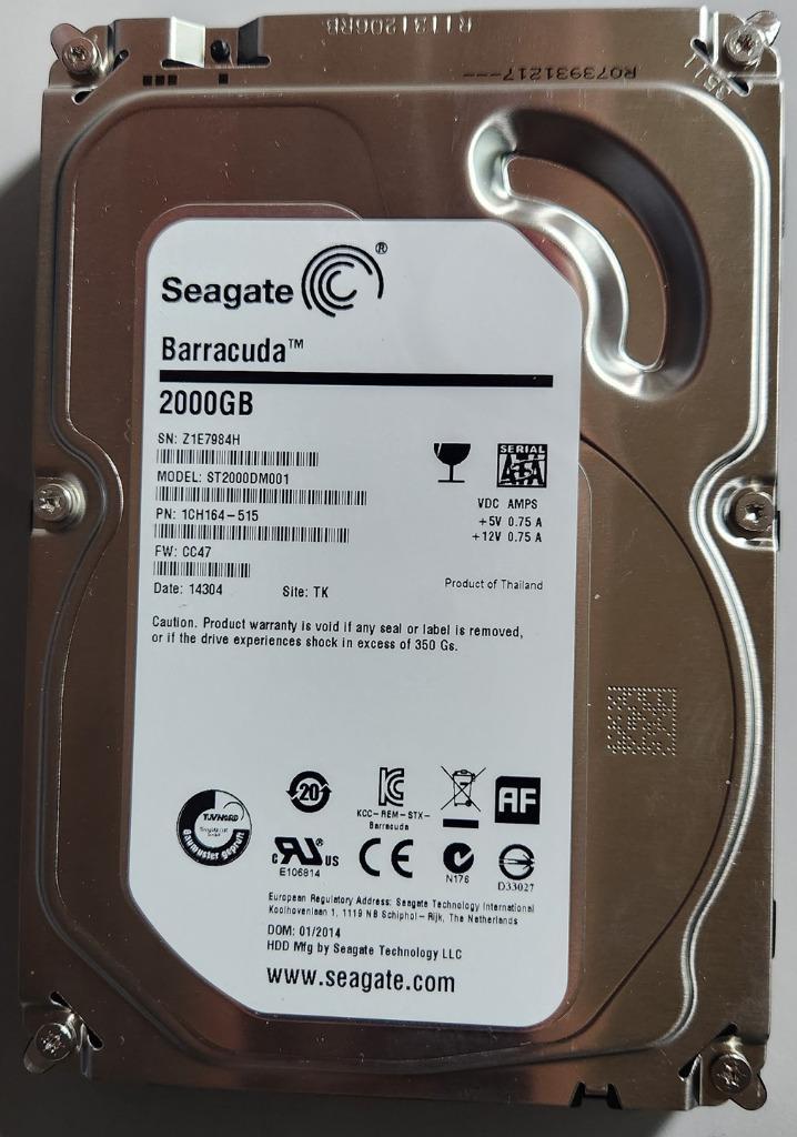 Disque dur Seagate BARRACUDA 2TB etat impeccable, Computers en Software, Harde schijven, Gebruikt, Desktop, Intern, HDD, SATA