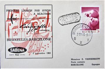 FDC SABENA- BRUSSEL- BARCELONA 1963 beschikbaar voor biedingen