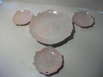 4 serveerschaaltjes in porselein wit-rose - vorm vijgenblad, Ophalen of Verzenden