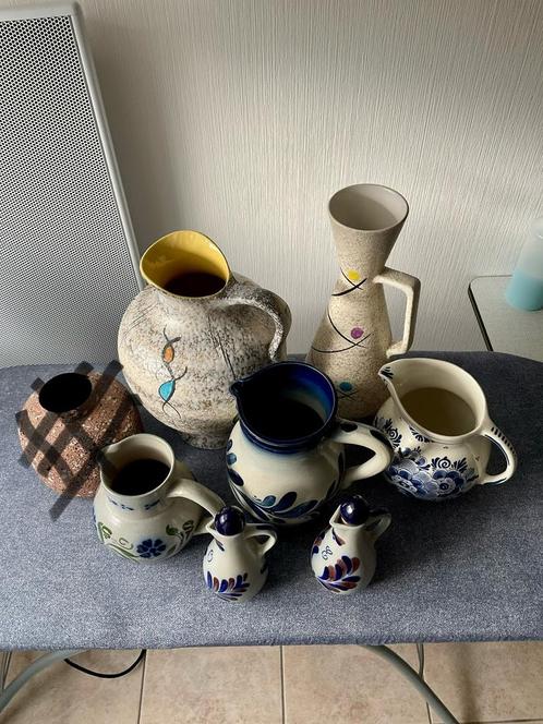 Lot van 7 vazen: West Germany, Gres d’Alsace,… retro, Antiek en Kunst, Antiek | Servies compleet, Ophalen