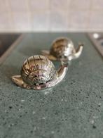 2x Vintage slakkenboter schaal verzilverde boter pot met dek, Ophalen of Verzenden