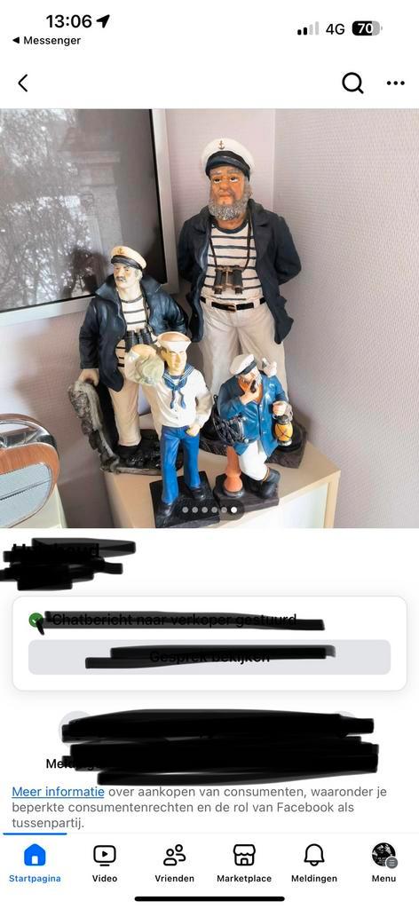 Beelden van vissers/ matroos/ kapitein, Antiek en Kunst, Kunst | Beelden en Houtsnijwerken, Ophalen