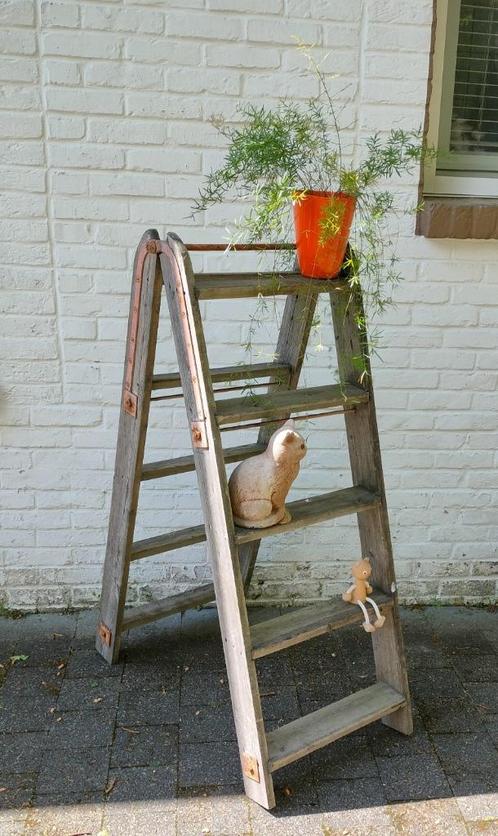 Oude ladder. Naturel. Decoratief. Vintage., Antiquités & Art, Curiosités & Brocante, Enlèvement