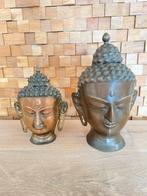 Antieke bronzen boeddha hoofden, Antiek en Kunst, Ophalen, Brons