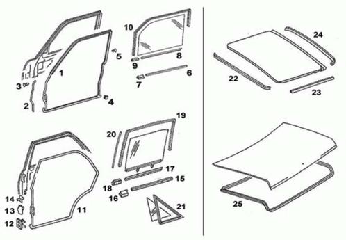 Nieuwe deurrubbers Mercedes w123 sedan, T model, nieuw, Auto-onderdelen, Carrosserie, Deur, Mercedes-Benz, Oldtimer onderdelen