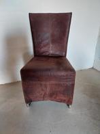 6 bruine stoelen met roestvrij stalen poten, Brun, Enlèvement, Tissus, Cinq, Six Chaises ou plus