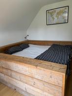 King Size Bed, Ophalen, Gebruikt, Beige, Steigerhout