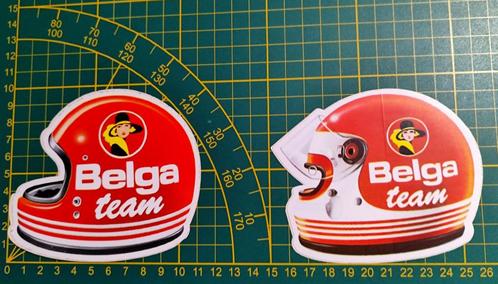 Lot 2x stickers Belga Team helmen (2 verschillende), Verzamelen, Stickers, Ophalen of Verzenden