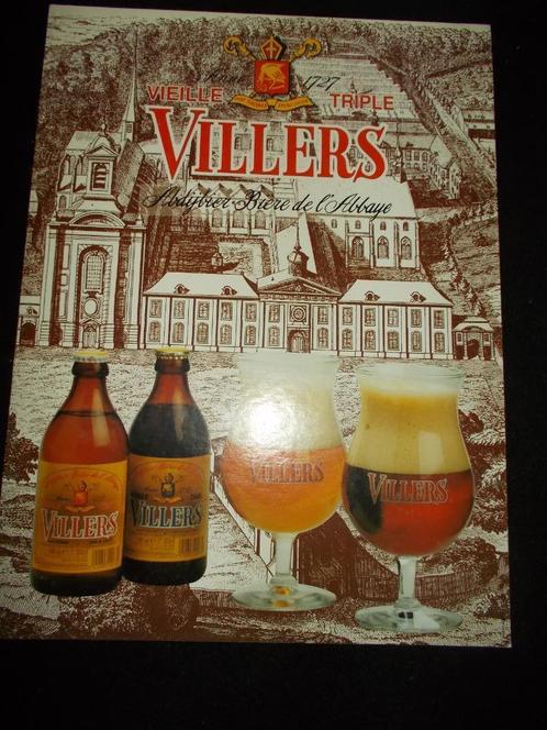 VILLERS - Abbaye - Abdijbier - 1993 - karton - Liezele., Collections, Marques de bière, Comme neuf, Panneau, Plaque ou Plaquette publicitaire