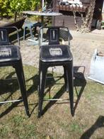 Tabourets industriels avec dossier - acier vieilli noir, Ophalen, Gebruikt, Overige materialen