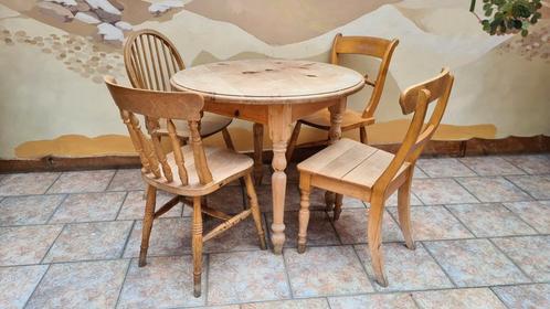 Houten zware tafel + 4 stoelen, Maison & Meubles, Tables | Tables à manger, Enlèvement ou Envoi