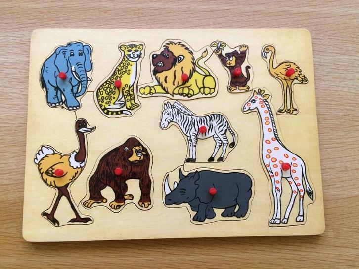 Houten legpuzzel met dieren - Verzorgde staat !, Kinderen en Baby's, Speelgoed | Kinderpuzzels, Zo goed als nieuw, 6 maanden tot 2 jaar