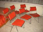 6 oranje design stoelen ontworpen door Rudy Verelst Nova lux, Huis en Inrichting, Ophalen, Gebruikt, Vintage, Metaal