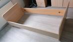 Eenpersoonsbed zonder lattenbodem, Ophalen, 210 cm, Crème, Hout