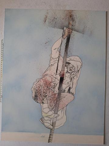 Originele tekening Jan Kaandorp getiteld De buiten-wacht beschikbaar voor biedingen