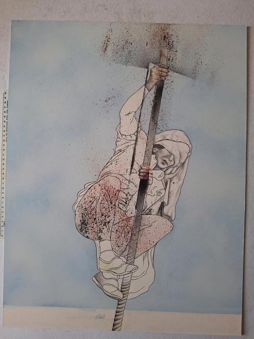 Originele tekening Jan Kaandorp getiteld De buiten-wacht, Antiek en Kunst, Kunst | Tekeningen en Fotografie, Ophalen of Verzenden
