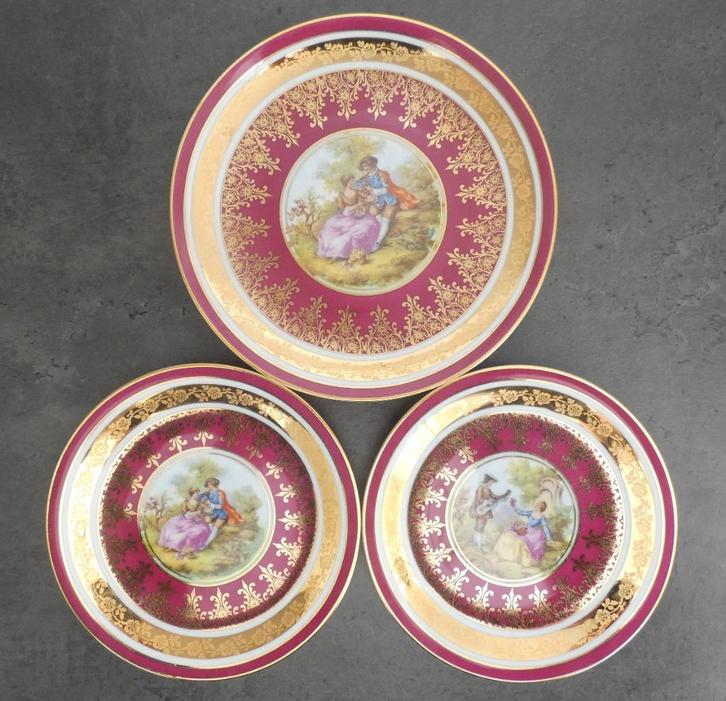 3 Limoges stijl bordjes - DW Karlsbader Porzellan [1792-B], Antiek en Kunst, Antiek | Porselein, Ophalen of Verzenden