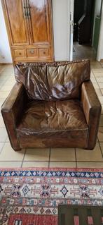 Fauteuil club vintage en cuir de chez Flamant, Huis en Inrichting, Fauteuils, Ophalen, Gebruikt, Leer