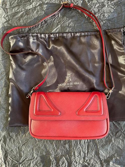 Sac à main en cuir Michele De Fina - Venezia, Handtassen en Accessoires, Tassen | Damestassen, Zo goed als nieuw, Handtas, Rood