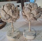 Mooie artisjokken in  hout decoratie  en white look, Huis en Inrichting, Ophalen