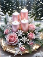 Pièce de Noël Diamond Painting rose 25x20cm (ronde), Hobby & Loisirs créatifs, Enlèvement ou Envoi, Neuf, Bricolage