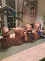 afrikaanse houtgesneden buste 4 stuks +- 35a40 cm h, Ophalen of Verzenden