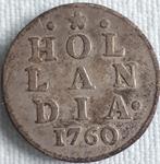 NEDERLAND HOLLANDIA 2 stuivers 1760 mooie staat ZILVER, Vóór koninkrijk, Verzenden, Zilver, Overige waardes