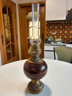 Petroleum lamp in koper en porselein, Antiek en Kunst, Ophalen