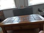 Salontafel met schuif 140 x 72 in eik met 21 tegels, Huis en Inrichting, Tafels | Salontafels, Ophalen, Zo goed als nieuw