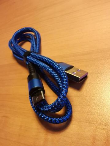 Câble USB C 5A, charge rapide, 1 mètre, bleu