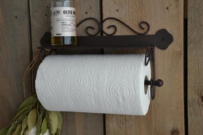 KEUKENROLHOUDER MET REKJE MUUR LANDELIJK IJZER, Maison & Meubles, Accessoires pour la Maison | Étagères murales & Rayons de bibliothèque