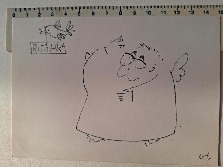 Originele tekening nieuwjaarswensen van Jos Hendrickx, Antiek en Kunst, Kunst | Tekeningen en Fotografie, Ophalen of Verzenden