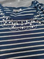Blauw met witte strepen afgewerkt met steentjes, Vêtements | Femmes, T-shirts, Comme neuf, Bleu, Enlèvement